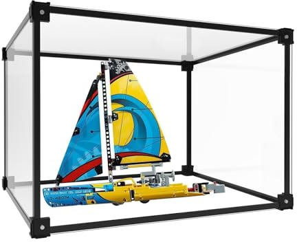 40x20x35cm Acryl Vitrine Schaukasten,Transparent Stapelbar Vitrine | Anwendbar auf 21039 43207 Modell StaubdichtSelbstaufbau mit Tür Für Spielzeug Figuren Modellautos Sammelfiguren Sammlung