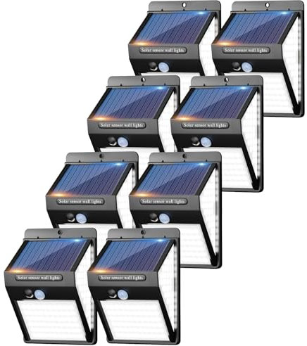 litogo [8 Pack] 140LED Solar Motion Sensor Lights Outdoor, Solar Security Lights 270ºWide Angle Waterproof Solar Powered Durable Wall Light Outside 3 Modes for Garden Fence Door Yard Garage Pathway