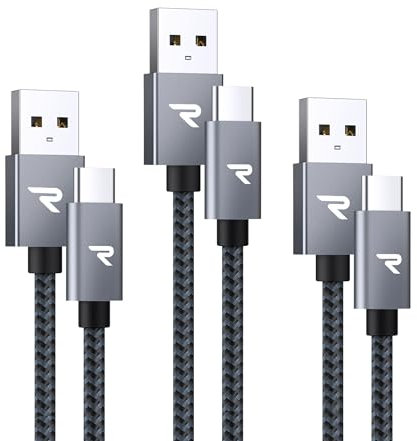 RAMPOW USB C Kabel, [3Pack 1M+2M+3M] iPhone 15 ladekabel 3A, USB Typ C Kabel Schnellladekabel USB C QC 3.0, Ladekabel USB C für iPhone 15/15 Pro, Samsung Galaxy S22/S21/S20/Note10 - Grau, Nylon