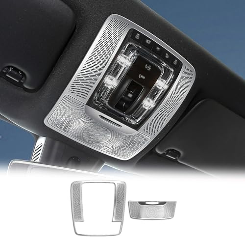 KUNGKIC Auto Vorne Overhead Leselicht Abdeckung Aufkleber Dekorative Innenbereich Für Mercedes-Benz S C E Class W206 W223 W214 EQE EQS Zubehör,Rostfreier Stahl (Silber Mit Brillenetui)