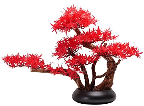 Artificielle Bonsaï Arbre Bonsaï artificiel, feuille d'érable japonaise, fausses plantes for la maison, le bureau, étagère à livres, décoration de salle d'intérieur, hauteur 17.72 pouces Faux Plante D