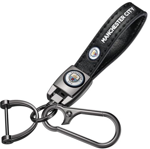 HDBDYH Leder Schlüsselanhänger für Auto für Fußballfans, Manchester City Auto Schlüsselanhänger für Motorrad, SUV, Truck, Unisex Auto Schlüsselanhänger Ersetzen Zubehör für Männer und Frauen