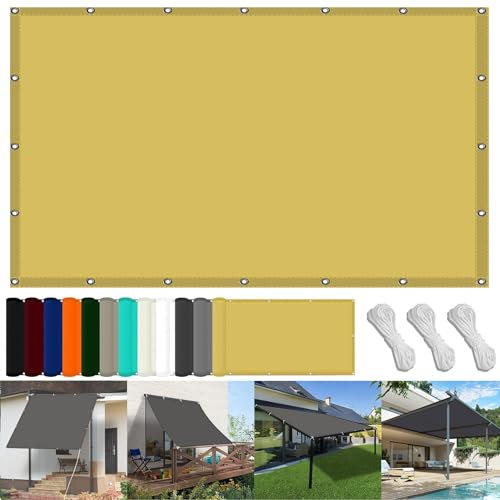 Bâche D'Ombrages Voiles Solaire 160 x 250 cm Tissu Polyester UV Protection avec Oeillets Filet Protection Solaire pour Piscine Voitures Camping Et Patio, Couleur Crème