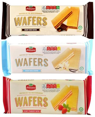 Wafers Bundle With Bello Artizano Chocolate Creme Wafers 100g, Strawberry and Vanilla (3 x 100g Pack)
