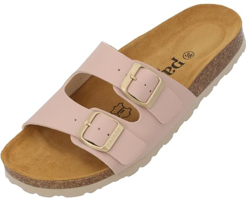 Palado Damen Pantoletten Milos Matt – bequeme Sandalen Made in Spain - Hausschuhe mit dämpfendem Kork-Fußbett - modische Sommerschuhe