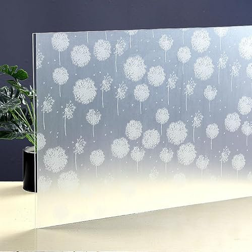 Fensterfolie Weißer Löwenzahn Selbstklebend Fensterfolie, Uv-Schutz Fenster Rückstandsfrei Wärmedämmfolie Fenster Tönungsfolie, Gegen Hitze,Für Fenster Haus Büro