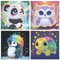FLAJZ Diamond Painting Kinder, 4 Pack Diamant Painting Bilder Kinder, Süß Tiere Diamond Painting für Kinder ab 6 7 8 9 10 11 12 Jahre, DIY Mosaik Bastelset Weihnachtsgeschenke für Kinder, 15x15cm
