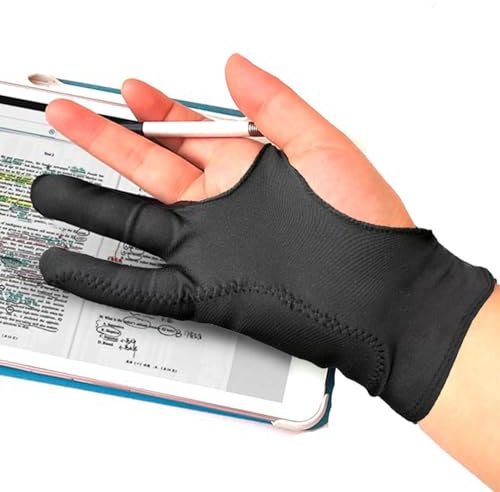 Digitaler Zeichenhandschuh, künstlerischer Zeichenhandschuh mit zwei Fingern, Handschuhe mit zwei Fingern für Tablets, Papierspritzer, Schutz vor Graten