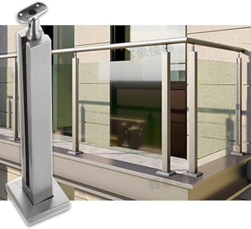 MekUk Glasgeländer Säulen Deckbaluster for Glasplatten, Edelstahl-Glasgeländersysteme for runde/quadratische Handläufe Innen- und Außenbereich(Mid Post,105cm/41.3 in)
