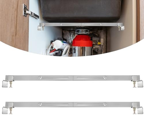 VANROUG Juego de 2 soportes ajustables de acero inoxidable para fregadero de cocina de alta resistencia, comparte eficazmente el peso del fregadero (70 cm / 100 cm)