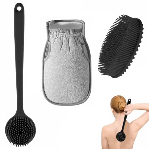 Spazzola per la schiena in silicone, spazzola per la schiena, spazzola per il corpo, spazzola per la doccia, spazzola da bagno con manico lungo, spazzola per la schiena