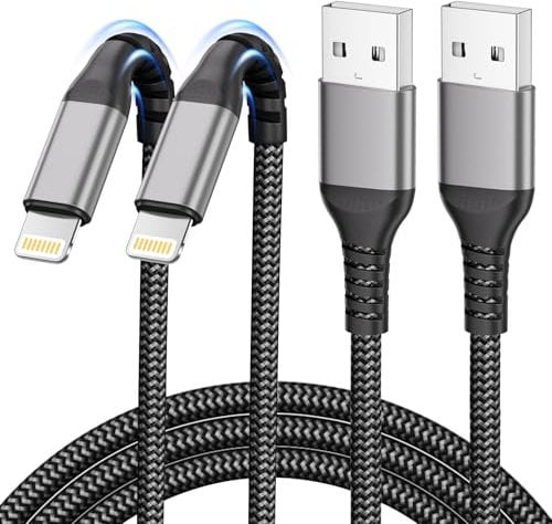 BLITEZZ iPhone Charger Cable 1M 2Pack, MFi Certified USB to Lightning Cable Braided Phone Wire Fast Charging, Charge for Apple Wire Charger Lead Cord for iPhone 14/13/12/11/10/Pro/X/8/7/iPad Mini