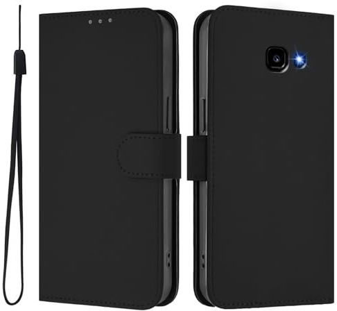 Hüllen für Galaxy A3 2017 Schwarz, Bumper Lederhülle Portemonnaie Kartenfach Standfunktion Klappbar Flip Case Leder Handyhülle Stoßfeste Magnetische Tasche kompatibel mit Samsung Galaxy A3 2017