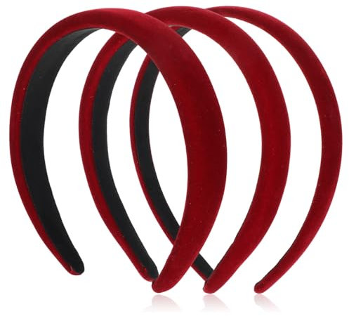 Tyqour 3 Stück Rot Samt Haarreifen Damen, Samt Haarreif Rot, Vintage Haarband Stirnbänder aus Samtstoff Haarschmuck Velvet Headband für Frauen Mädchen