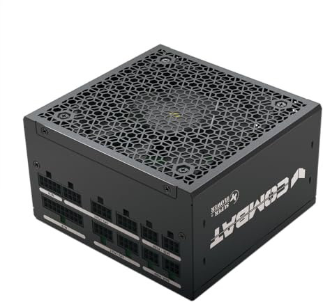 SUPER FLOWER Combat FG 850W 80+ Gold, Full Modular, ATX 3.1/PCIe 5.0, W/12V-2x6 Cable (2x8pin - 16pin Cables nativos), Fuente de alimentación, Ventilador FDB, SF-850C12FG, versión Negra