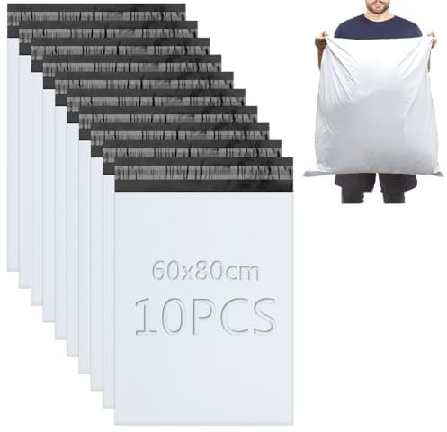 XRXYMQ 10 Stück Versandtüten Groß Versandtaschen Groß 60x80 cm Versandbeutel Selbstklebend Blickdicht Shipping Bags Kleidung Versandtasche für Kleidung Versand Textilien Warensendung