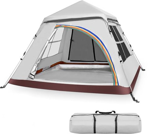 Dibaful Campingzelt für 5-6 Personen Camping Wasserdicht Ultraleicht Wurfzelt Sekundenzelt Zelt Kuppelzelt mit Vorzelt Familienzelt Festivalzelt Outdoor Tent für Reise Trekking Garten