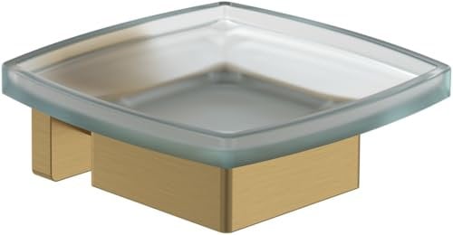 Porte-savon Villeroy & Boch Elements - Striking, porte-savon pour montage mural, porte-savon en verre satiné avec support en laiton, rectangulaire, doré brossé