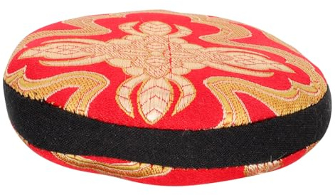 Buddha Klangschalenmatte Rot aus Stoff, Nepal, Handgenäht