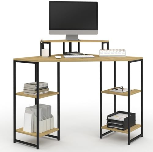 IDMarket - Eckschreibtisch Detroit Platzsparender Computertisch mit Ablagen