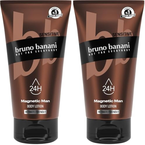 bruno banani Body Balm Magnetic Man, pflegende 3-in-1-Body Lotion mit fesselnd-holzigem Duft, 150ml (Packung mit 2)