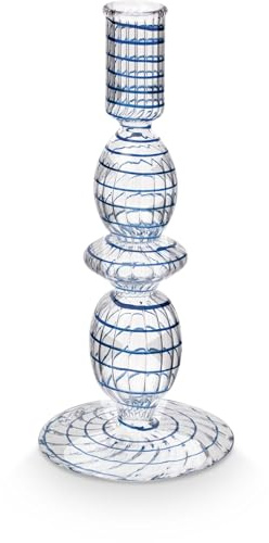 Pip Studio Kerzenhalter Glass Swirl Dark Blue Small 20cm