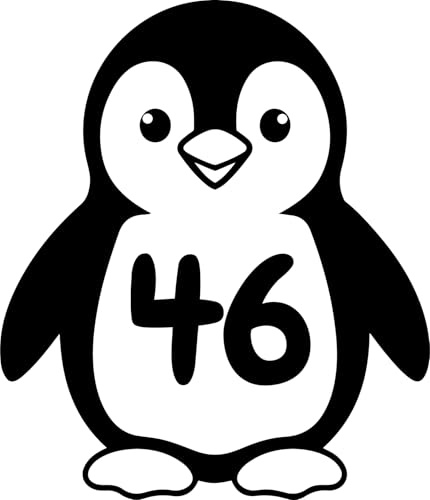 4 x Cute Penguin Wheelie Bin Number Stickers (16cm x 14cm (6.3 x 5.5) | 6 Colours to Choose from - Waterproof Vinyl Decal - Long Lasting - Easy to Clean