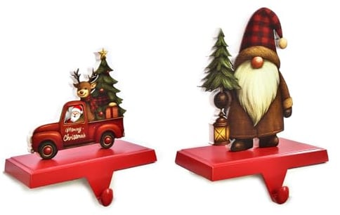 Yabound 2 Stück Weihnachtsstrumpf Halter, Rutschfeste Hänge Kaminhaken, Metall Strumpf Haken, Strümpfe Aufhänger für Kamin Weihnachten Dekoration