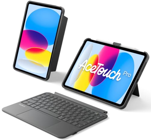 Inateck Keyboard Case for iPad A16 11th Generation 11 inch/10th Gen 10.9 | 5.1 Multi-Touch Touchpad, Vertical/Horizontal Stand, Detachable, with Pencil Holder, QWERTY, Ace Touch, Black