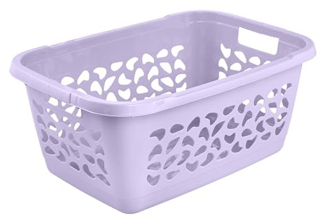 keeeper jost Wäschekorb, Luftdurchlässiges Dekor, 52 l, Soft Purple | Stabile Griffe mit strukturierter Oberfläche, Sicheres Design ohne scharfe Kanten, Platzsparend ineinander nestbar
