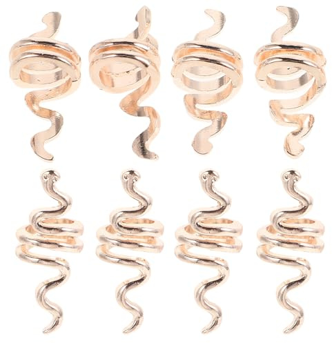HOMSFOU Lot de 10 Accessoires pour Cheveux en Spirale Forme Serpent en Métal Rose Doré, Bijoux pour Dreadlocks, Tresses et Chignons, Accessoires Unisexes Polyvalents pour Coiffures Rétro
