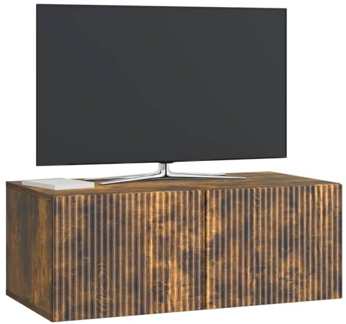 vidaXL Wandmontierter TV-Schrank Geräucherte Eiche 78,5 x 41 x 30 cm, Wohnzimmer, Moderne Entertainment-Wand, rechteckige TV-Konsole, stylischer Stauraum, hängender Schrank
