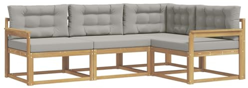 vidaXL Outdoor-Sofagarnitur 3 pcs Weiß und Hellgrau Polyester, Anpassbare Gartenmöbel, modernes Patio-Sofa, gemütliche Sitzgruppe, wetterfest und robust
