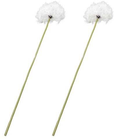 ibasenice Fiori Artificiali Realistici di Soffione 2 Pezzi in Plastica Bianca per Decorazione Casa Soggiorno Autunnale senza Irrigazione Design Elegante