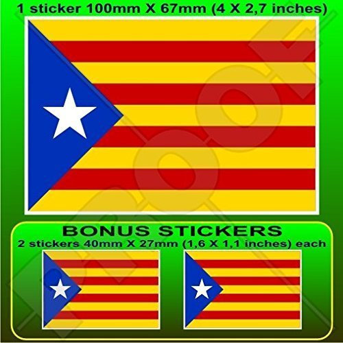 KATALONIEN Katalanische Unabhängigkeit Blaue Flagge SPANIEN Estelada Blava Spanisch 100mm Auto & Motorrad Aufkleber, Vinyl Sticker x1+2 BONUS