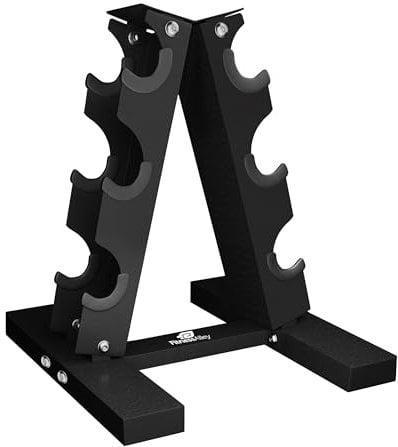 Fitness Alley Hantelablage aus Stahl - 3-stöckiger Gewichtshalter & Hantelständer - Hantelhalter - Hantelständer - Hantelablagen für Hanteln verschiedener Größen