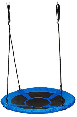 OTITU Nestschaukel Tellerschaukel Storchennest - Hängeschaukel, Rundschaukel 100 cm - Gartenschaukel Schaukelnest Outdoor-Spielplatz - Einfache Montage Runde Baumhaus Schaukel Blau