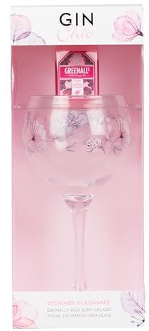 Gin Chic Decorated Gin Glass & Pink Gin Gift Set By Blue Tree Gifts