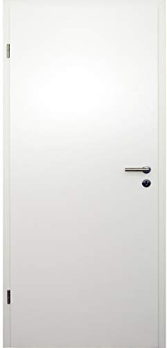HORI® Zimmertür Komplettset mit Zarge und Edelstahl Türdrücker I Innentür CPL Weiß I Größen und BB- oder WC-Schloss wählbar I 1985 x 860 x 180 mm I DIN links