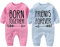 culbutomind Baby Zwillinge Baby Bodys Doppel Ärger süßes Outfit mit Hut Baby Pyjamas Zwillinge Geschenk(PB 4-6 Months)