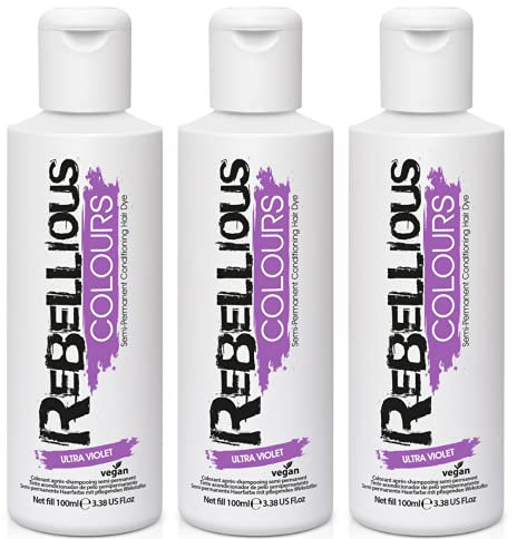 Rebellious Colour Semi Permanent Hair Dye Conditioning vegan cruelty free direct hair colour application 300ml (Ultra-Violet)