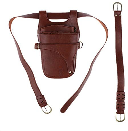 Scherentasche für Friseure Ledertasche Gürteltasche Friseurtasche Werkzeugtasche Haarstyling Geräte Tasche, Braun