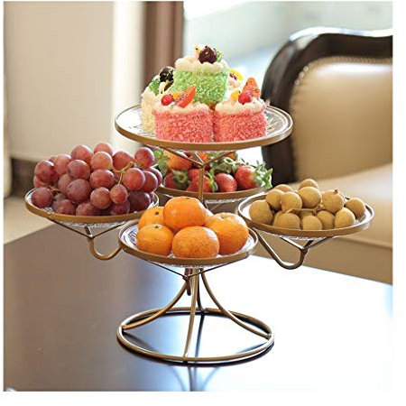 LKMAG Nivel 3 Cesta de frutas creativo tazón de frutas y verduras Holder, Snack múltiples funciones de envase de la caja de la pieza central Bowl por sala de estar y la cocina moderna (Negro)