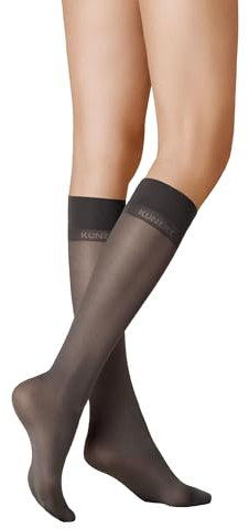 KUNERT Damen Kniestrümpfe Satin Look 40 weicher Bund 40 DEN Carbon 3420 39-42