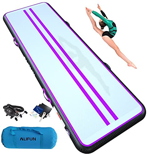 ALIFUN Inflatable Gymnastics Mat, Tumble Track, 2m 3m 4m 6m Length 10/20cm Thick Air Gymnastics Track For Kids Home Use Air Tumbling Mat for Training/Yoga/Water/dancing with Electric Air Pump