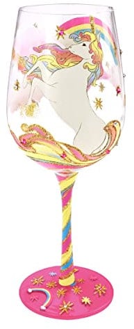 NymphFable Weinglas Handbemalte Einhorn Regenbogen Rotweingläser 15 oz Neuheit Geschenk für Geburtstage, Hochzeiten, Valentinstag