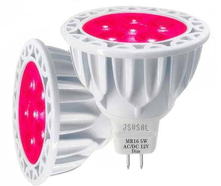 JSVSAL Lot de 2 ampoules LED rouges MR16 GU5.3 à deux broches 5 W à intensité variable, équivalent halogène 35 W 50 W, basse tension AC/DC 12 V, spots à 40 degrés pour paysage, cour, jardin, arbre,
