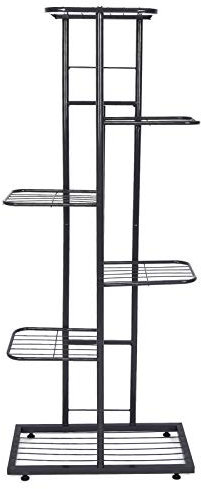 Estante para Plantas de 6 Capas, Soporte de Exhibición de Flores En Maceta de Metal Soporte de Planta Decorativa Escalera Multifuncional para Balcón Contener 7 Macetas 22x43.5x103cm(Gris Oscuro)