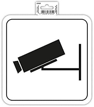 Exacompta - Ref 67032E - Señal autoadhesiva de videovigilancia - 20 cm de tamaño - Señalización esencial para empresas, negocios y necesidades comerciales