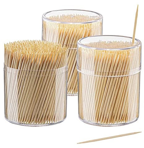 Comfy Package [1500 Unidades] Palillos de Bambú de Madera, Redondos de Doble Punta - Palillos para Aperitivos, Frutas y Limpieza Dental